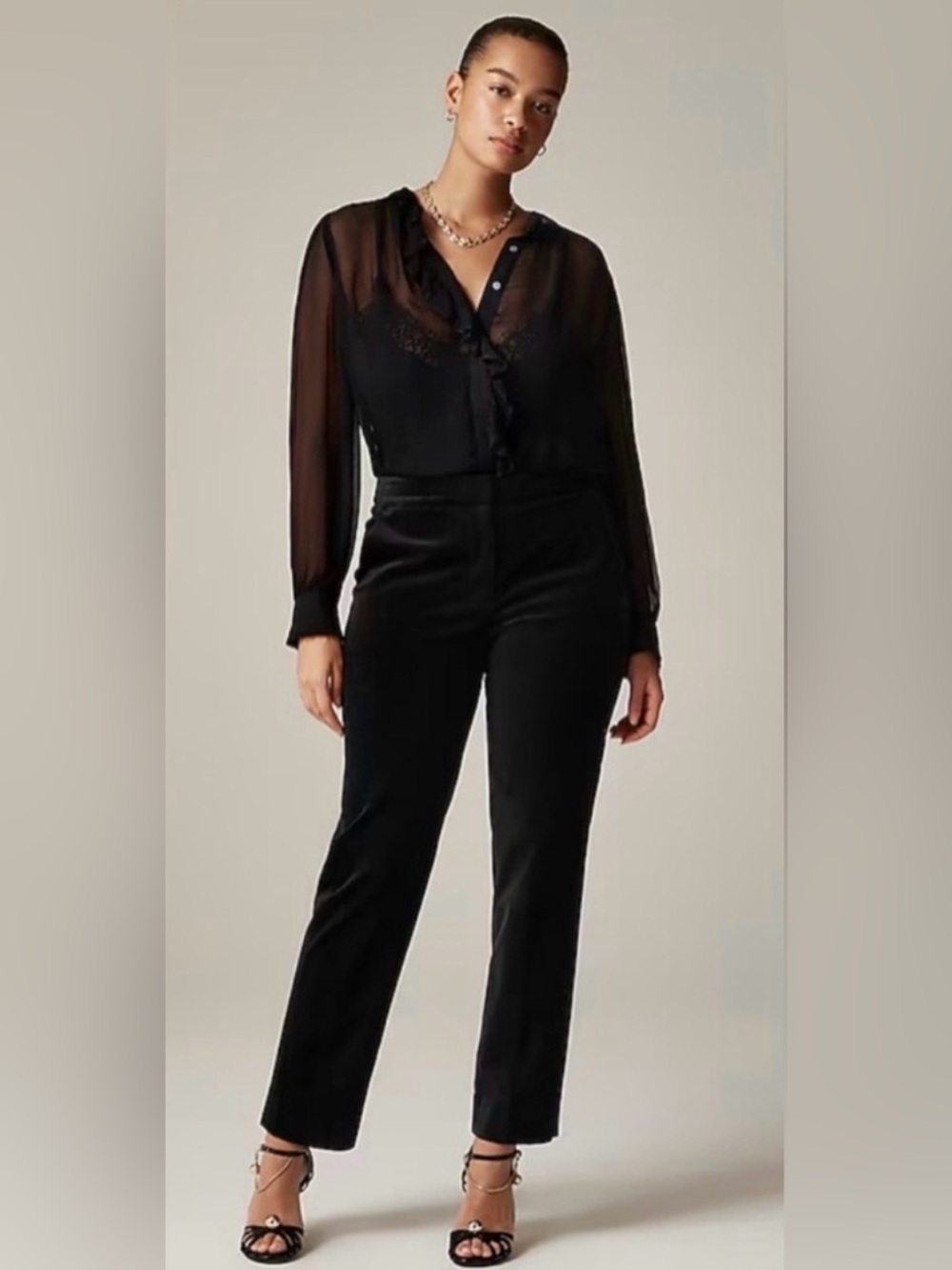 J.Crew Kate straight leg plus size pant in velvet in black